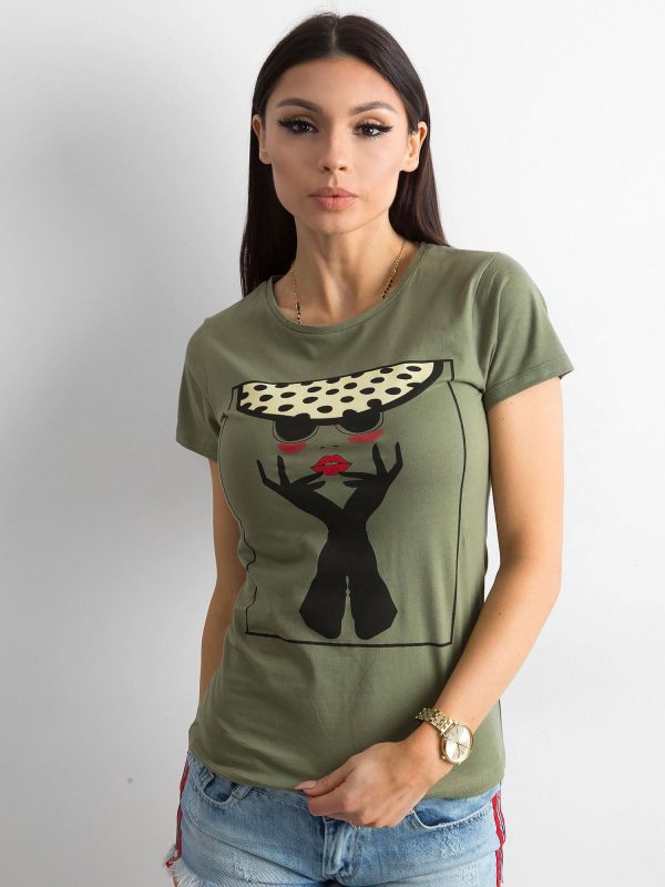 Wholesale T-shirt with khaki print