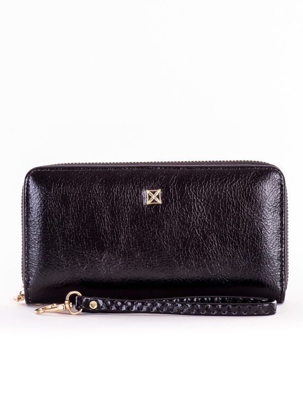 Wholesale Black Leatherette Long Zipper Wallet