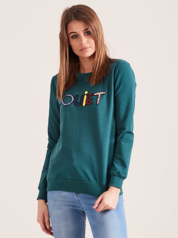 Wholesale Dark green sweatshirt QUIET