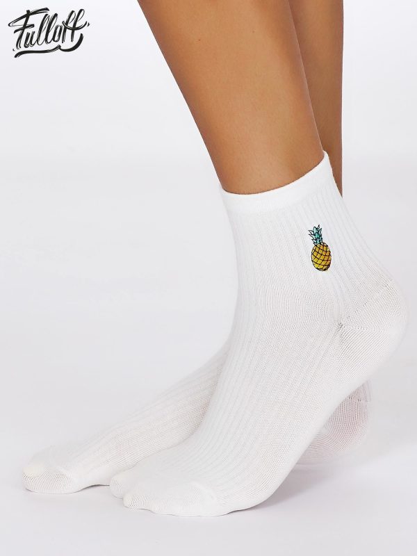 Wholesale FULLOFF White socks with pineapple