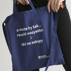 Wholesale Dark blue eco-friendly bag with inscription