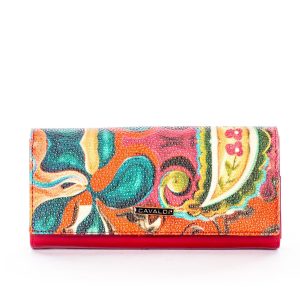 Wholesale Red Wallet with Embossed Painting Pattern