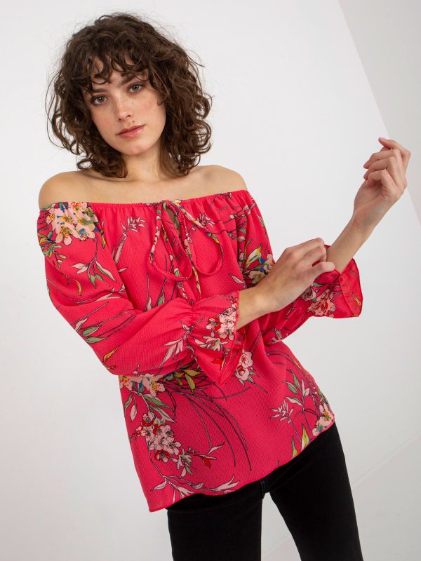 Wholesale Coral Women's Hispanic Blouse with Print