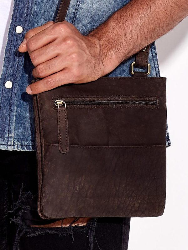 Wholesale Dark Brown Leather Men's Bag with Slitting Compartments