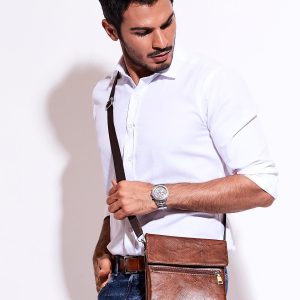 Wholesale Brown Men's Bag with Zipper Pocket