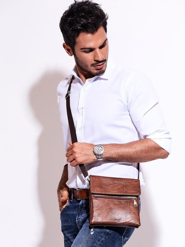 Wholesale Brown Men's Bag with Zipper Pocket