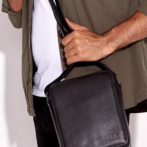 Wholesale Men's Black Leather Flip Bag