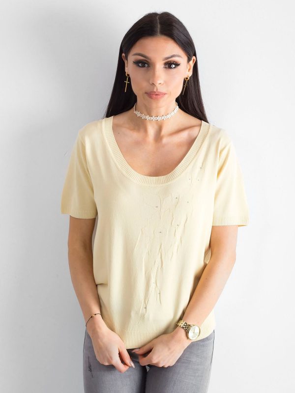 Wholesale Light yellow blouse with deep neckline