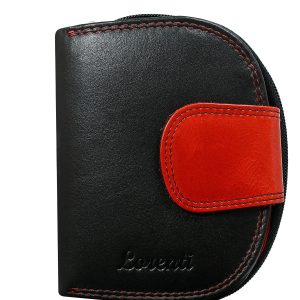 Wholesale Black and Red Half Round Wallet Ladies Leather