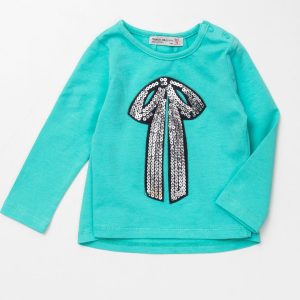 Wholesale Mint blouse for girl with sequin applique