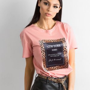 Wholesale Dirty pink t-shirt with a print