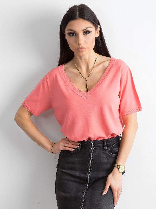 Wholesale Coral V-neck blouse