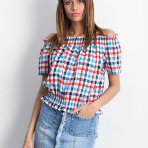 Wholesale Spanish blouse with colorful plaid