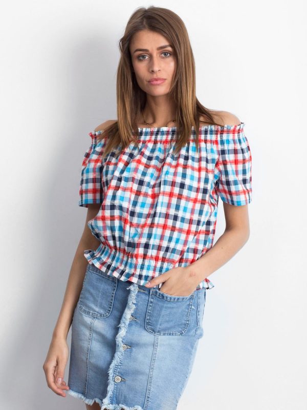 Wholesale Spanish blouse with colorful plaid