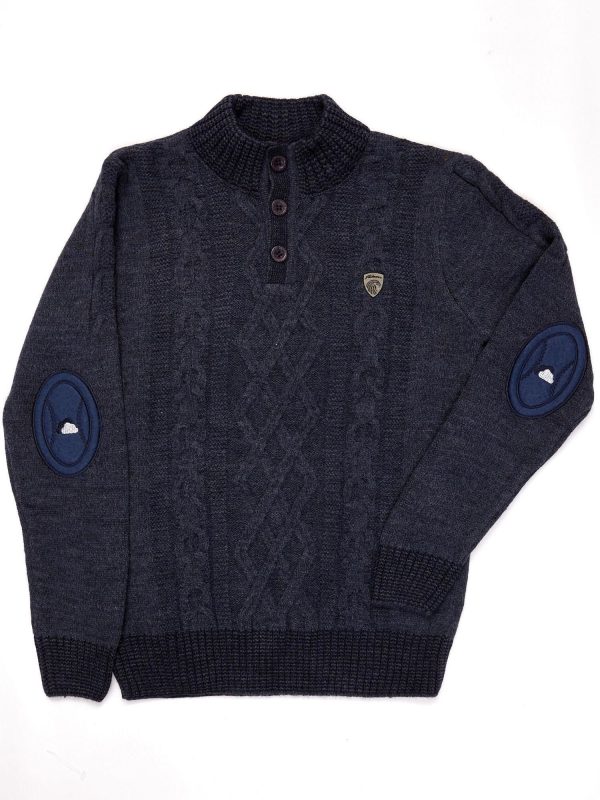 Wholesale Dark blue sweater for boy in braids