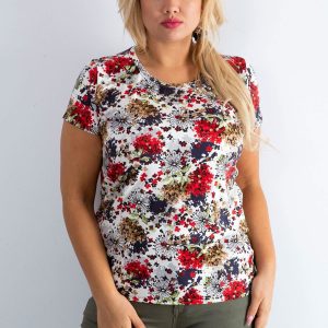 Wholesale White Floral Plus Size T-Shirt