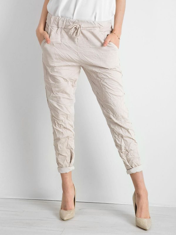 Wholesale Beige women's trousers with stripes