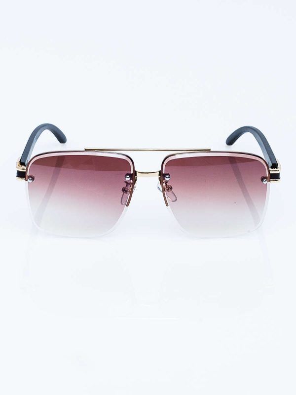 Wholesale Elegant Men's Sunglasses With Wood Motif Temple