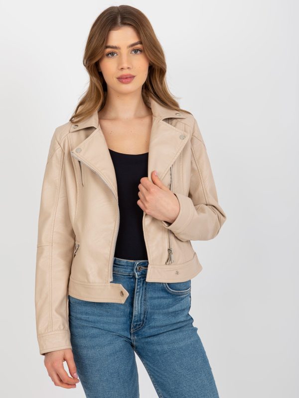 Wholesale Beige Women's Eco-Leather Ramone Jacket Funny