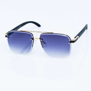 Wholesale Elegant Men's Sunglasses With Wood Motif Temple