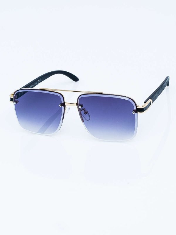 Wholesale Elegant Men's Sunglasses With Wood Motif Temple