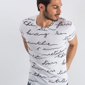 Wholesale White men's t-shirt in subtitles