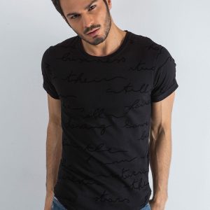 Wholesale Black men's t-shirt in subtitles