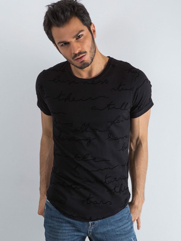 Wholesale Black men's t-shirt in subtitles