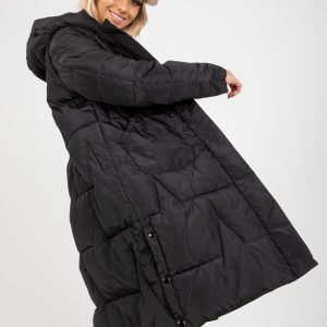 Wholesale Schwarze lange Winterjacke 2in1 with Kapuze