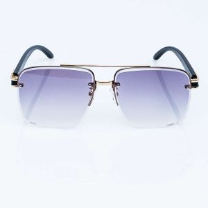 Wholesale Elegant Men's Sunglasses With Wood Motif Temple