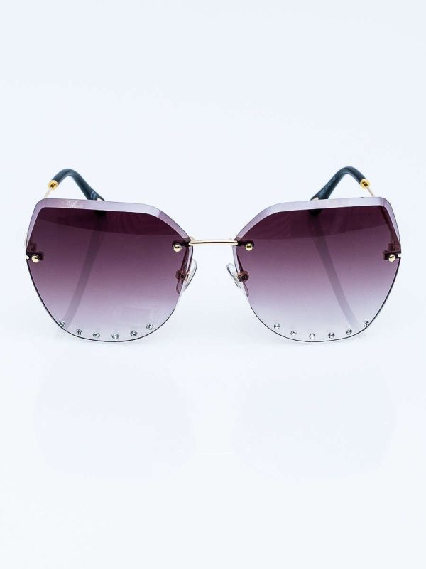 Wholesale Large Women Square Sunglasses NO FRAME With Zirconia