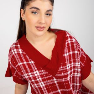 Wholesale Red V-Neck Plus Size Knitted Vest