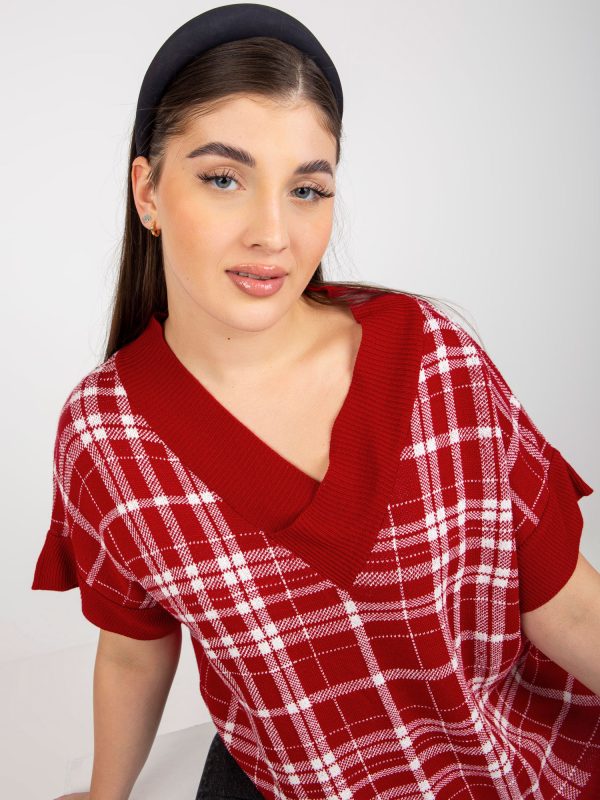 Wholesale Red V-Neck Plus Size Knitted Vest