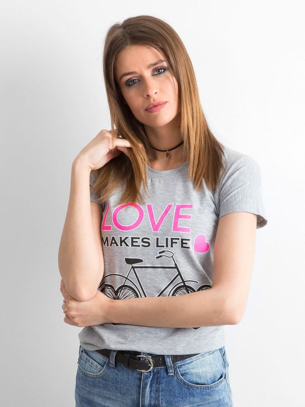 Wholesale Grey T-shirt for women with prints