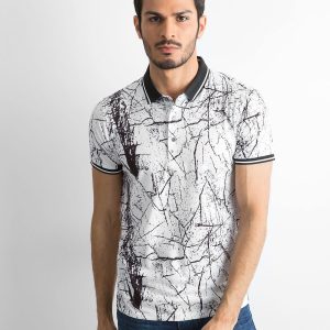 Wholesale White Patterned Men's Polo Shirt