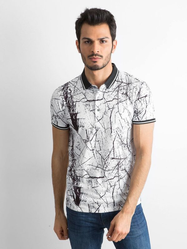 Wholesale White Patterned Men's Polo Shirt