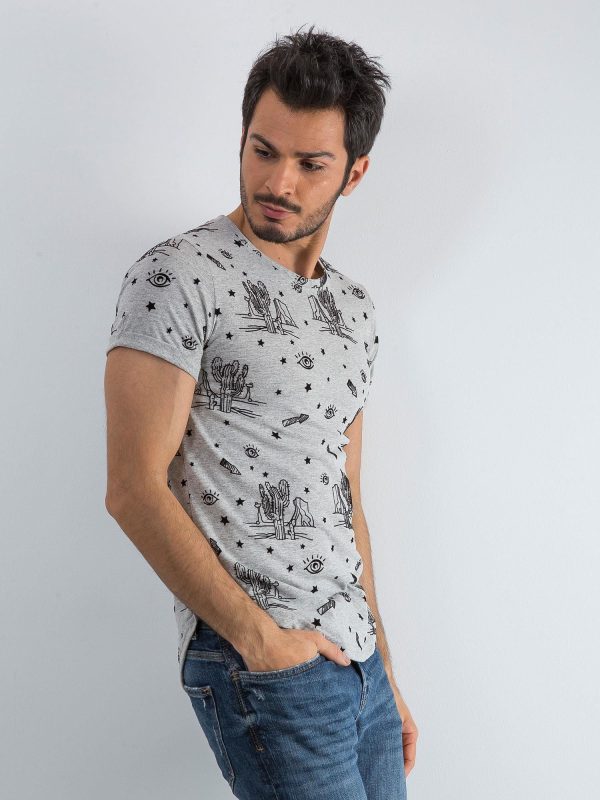 Wholesale Grey T-shirt for men with prints