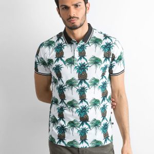 Wholesale White Printed Men's Polo Shirt