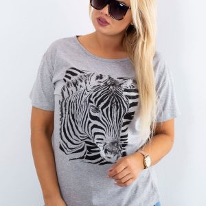 Wholesale Grey t-shirt Mysterious PLUS SIZE