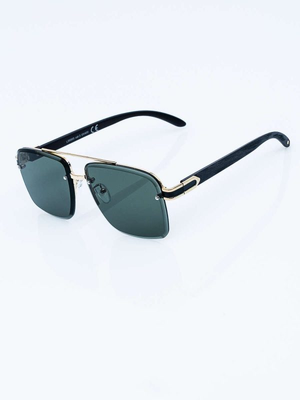 Wholesale Elegant Men's Sunglasses With Wood Motif Temple