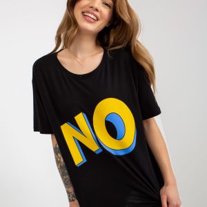 Wholesale Black Loose T-Shirt with Lettering