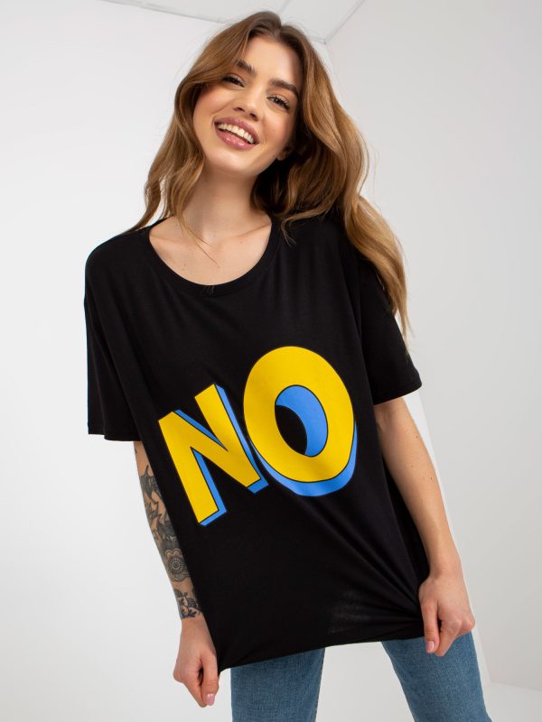 Wholesale Black Loose T-Shirt with Lettering