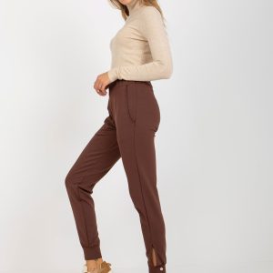 Wholesale Brown sweatpants with snaps at the leg OCH BELLA