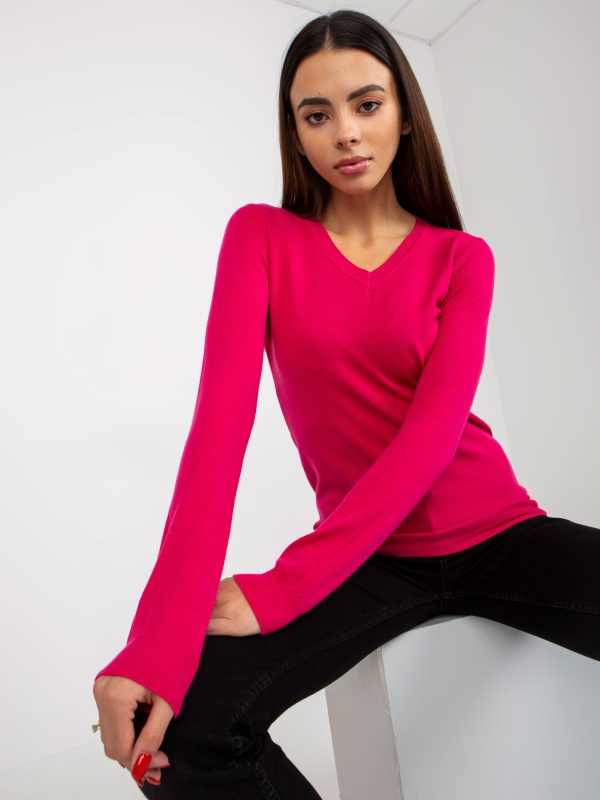 Wholesale Fuchsia women's classic sweater with viscose