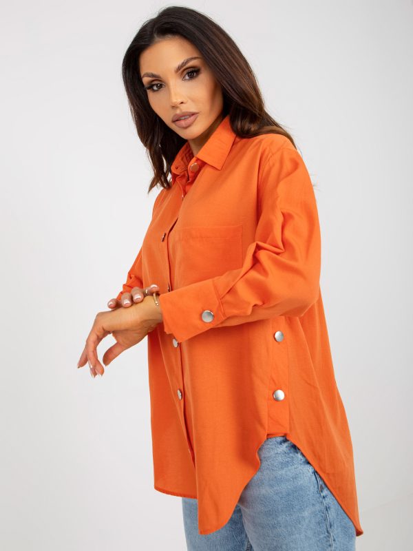 Wholesale Orange loose classic shirt with collar