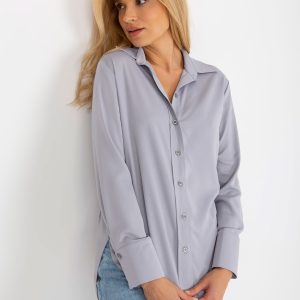 Wholesale Grey Ladies Classic Long Sleeve Shirt