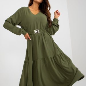 Wholesale Khaki midi delighted ruffle dress OCH BELLA