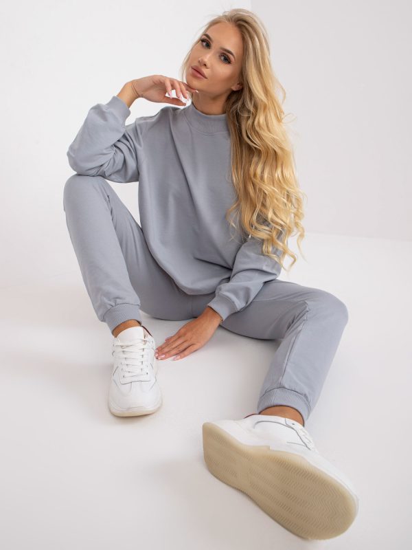 Wholesale Grey sweatshirt basic oversize long sleeve