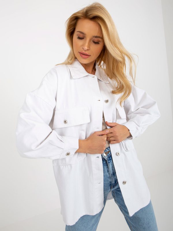 Wholesale White Oversized Oversized Outerwear Denim Shirt