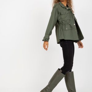 Wholesale Khaki cotton transition jacket with welts